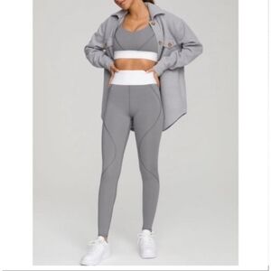 Good American The Icon Core Leggings Size 1 Heather Gray High Wide Waistband.